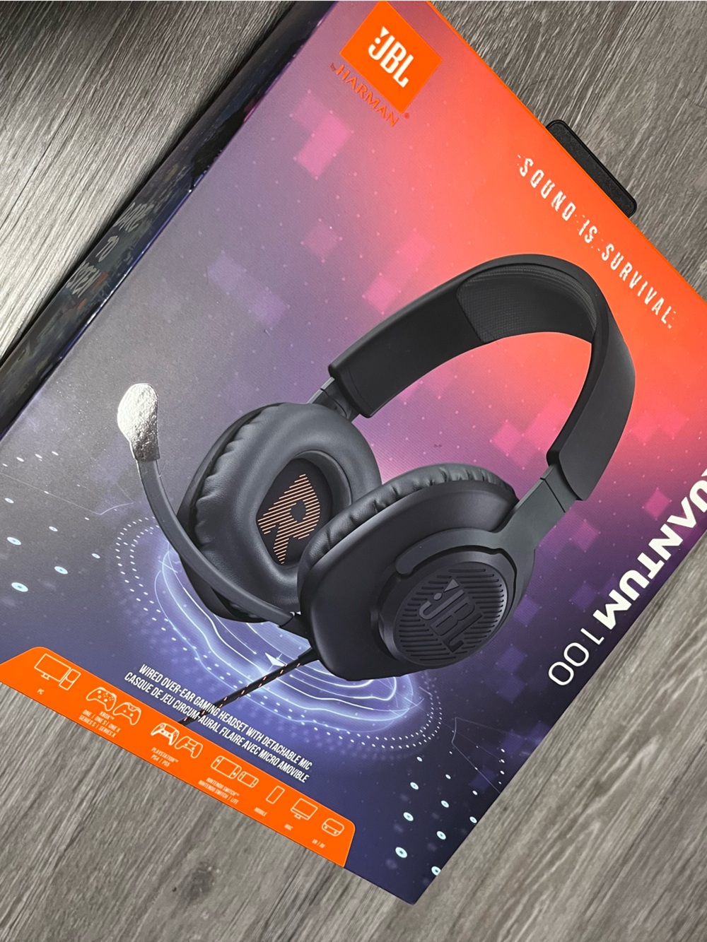 JBL Quantum 100 Wired Gaming Headset - Black with Orange Accents